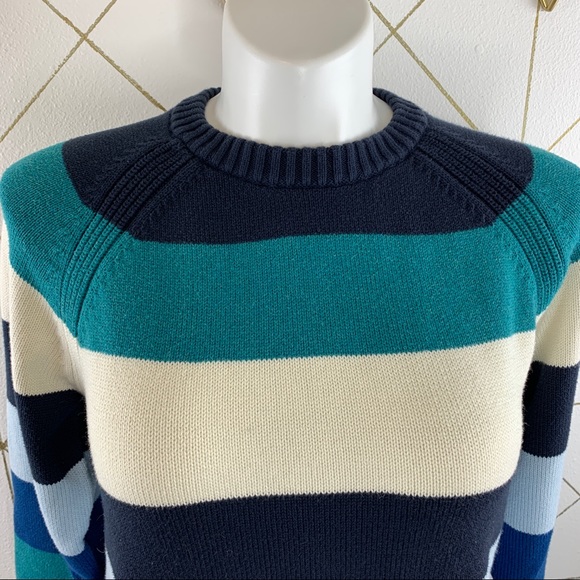 Land’s End Drifter Horizontal Stripe Long Sleeve Sweater Size Large - Picture 4 of 9